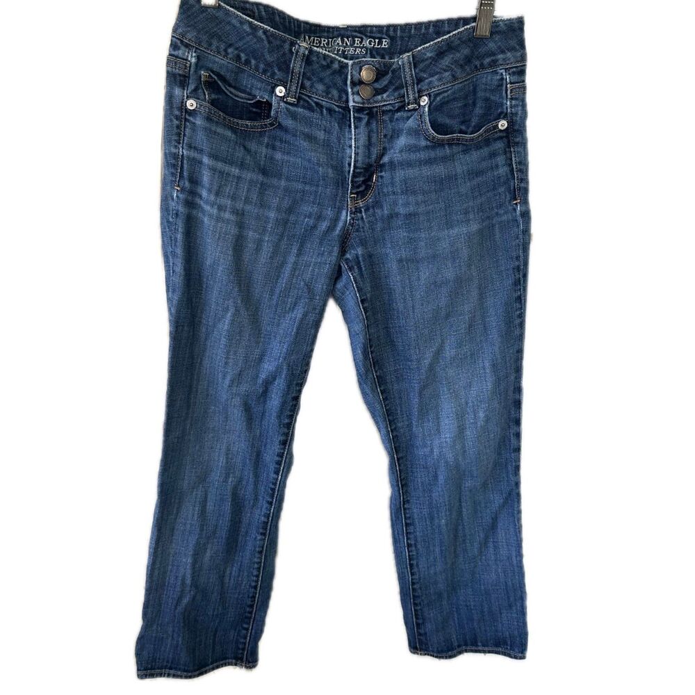 American Eagle Outfitters AEO Medium Wash Artist Crop Stretch Denim Jeans 10